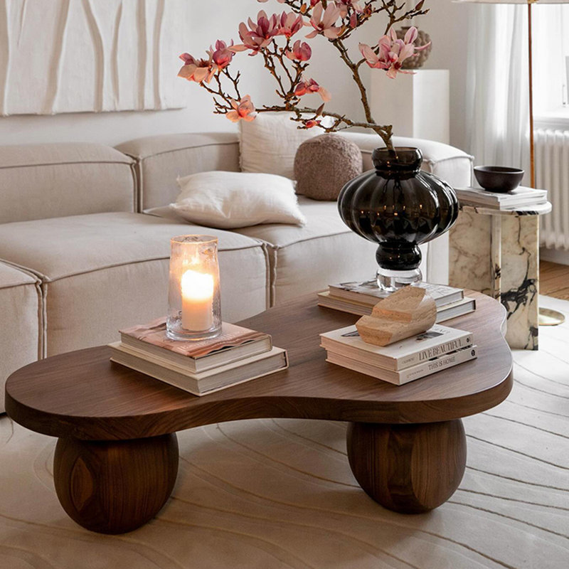 Bkoksety Solid wood retro style creative simple tea table
